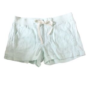 NWT Lou & Grey 100% Linen Shorts Casual Chino Drawstring Cuffed Size XS Mint
